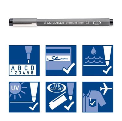 STAEDTLER® 308-9 TB12 pigment liner schwarz 12ST im Etui