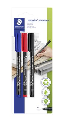 STAEDTLER® 317-S BK3D Folienstift Lumocolor M perm so 3St