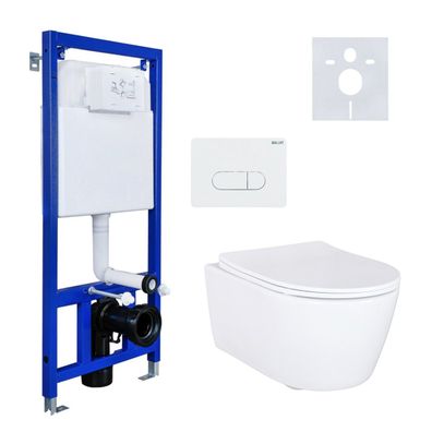 Belvit Wand / Hänge WC Toilette Softclose-Deckel Vorwandelement Betätigungsplatte