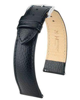 Hirsch Uhrenarmband Kansas L 22 mm Leder Schwarz 01502050-2-22