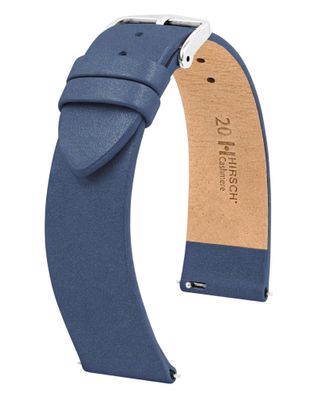 Hirsch Armband für Uhren Cashmere M 20 mm Leder Blau 03902180-2-20