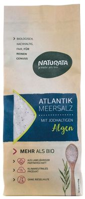 3x Naturata Atlantik Meersalz, mit jodhaltigen Bio Algen 500g