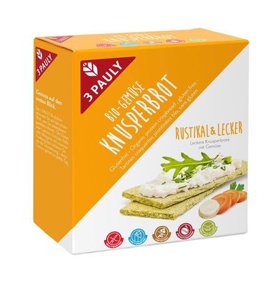 3x 3PAULY Bio Knusperbrot Gemüse 100g