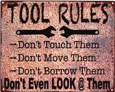Retro Deko Blechschild Tool Rules Werkzeug Vintage-Design Metall Schild Geschenk