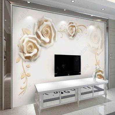 Vlies Fototapete Relief Rosen Blumen Ranken Wandbild Modern Wohnzimmer 10686