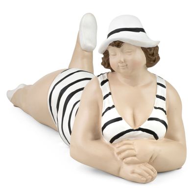 Moritz Dekofigur Frau Badeanzug liegend 34 cm Polyresin Pin Up Girl Badenixe Retro Wo