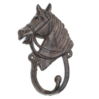 Wandhaken Pferdekopf aus Gusseisen Vintage Look Haken Wanddeko Pferd Landhausstil rus