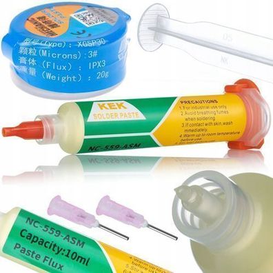 Rosfix Set Lötpaste XG-30 16g + Flussmittel NC-559-ASM | Sn63/Pb37 183°C