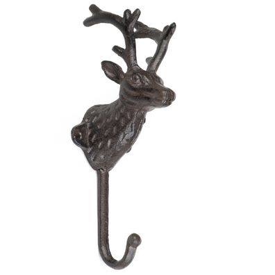 Wandhaken Hirsch Gusseisen Antik Braun 22 cm - Garderobenhaken im Landhausstil - Robu