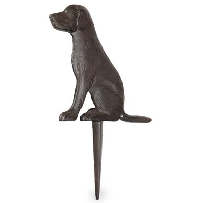 Gartenstecker Hund aus Gusseisen - wetterfeste Dekofigur in Hundeform für Garten, Bee