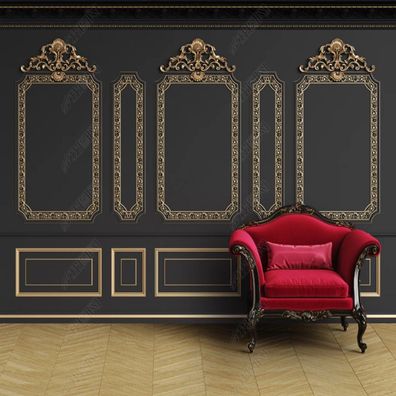 Vlies Fototapete 3D Gold Relief Barock Wandtapete Luxus Wohnzimmer 10714-15-16-17