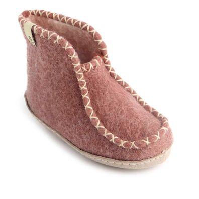 Hausschuh egos copenhagen boot comfy kids Dusty Rose Schafwolle Filz