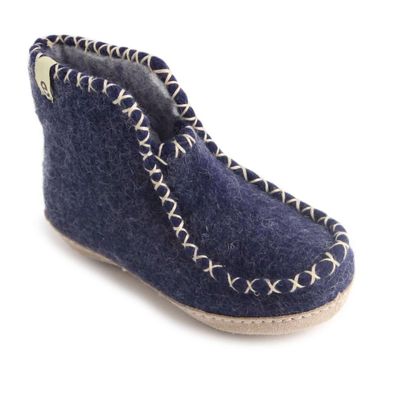 Hausschuh egos copenhagen boot comfy kids Blue Schafwolle Filz