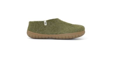 Hausschuh egos copenhagen classic shoe rubber sole Moss Green Schafwolle Filz