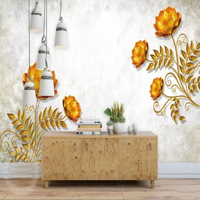 Wandtapete Lotusblüte Gold Juwelen Design Wandbild Elegant 10750