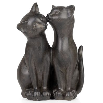 Moritz Dekofigur Katzenpaar 17 cm sitzend Polyresin Skulptur Katze Kater Tierfigur Wo
