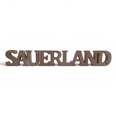 Goldbach Schriftzug Sauerland MDF-Holz hellbraun gekalkt Used-Look ca. 40 x 5,5 x 2cm