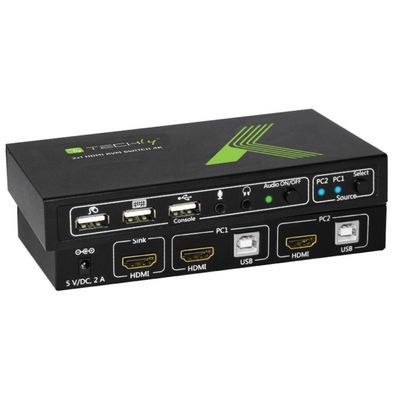 Techly IDATA-KVM-HDMI2U Tastatur/Video/Maus (KVM)-Switch Schwarz