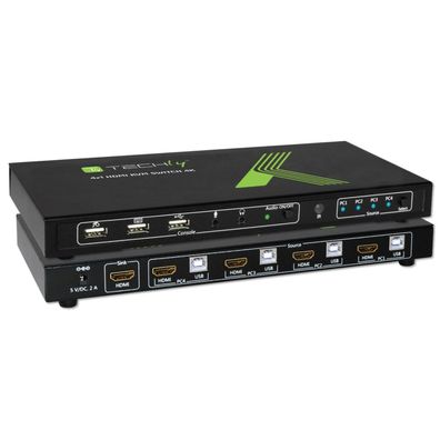 Techly IDATA-KVM-HDMI4U Tastatur/Video/Maus (KVM)-Switch Schwarz