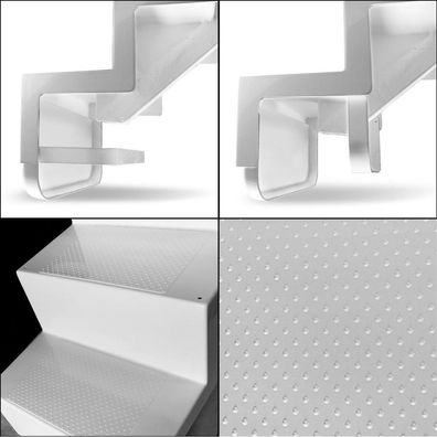 Treppe Eleganz 60 lang | 5-stufig | Randbefestigung lange Ausführung | Weiß, Stufe