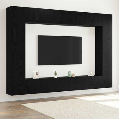 vidaXL TV-Schrankset 8 pcs Schwarz Eichen-Optik 100 x 30 x 30 cm