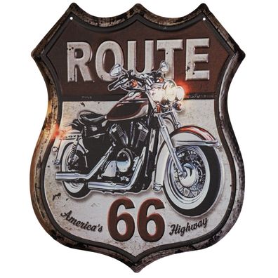 Blechschild 40 x 50 cm Route 66 Straßenschild Motorrad Retro Vintage sign Wand