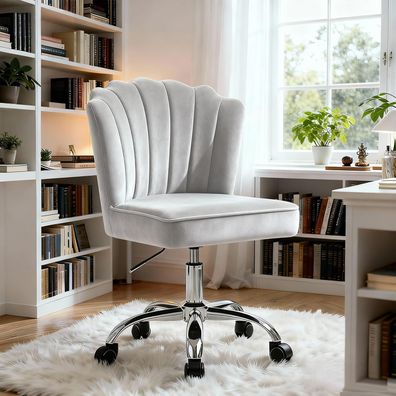 Moderner Schminkstuhl in Blütenform, Samt-Drehstuhl für Home Office