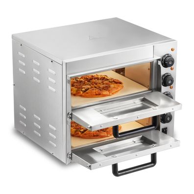 VEVOR Pizzaofen 2-lagig 356 mm Edelstahl elektrisch kommerziell
