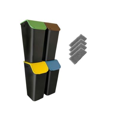 Go Practic 4er Mélleimer-Set Kéche 4x 35L Mélltrennsystem stapelbar