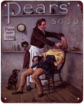 Blechschild Pears´ soap Barbier Hund Deko Schild Aufschrift Dekoration 20 x 25