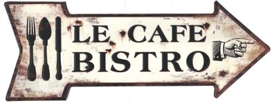 Blechschild Le Cafe Bistro Deko Schild Aufschrift Dekorations Aufdruck 20 x 50