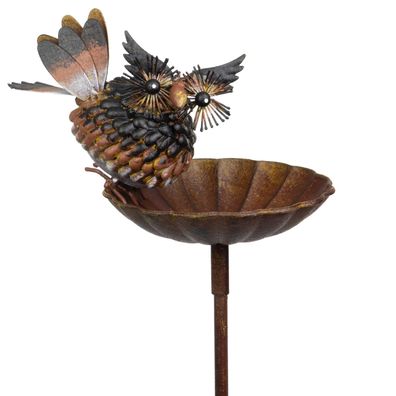 Moritz Vogeltränke Garten verrückte Eule 24 x 122 x 16 cm Gartenstecker Gartendeko