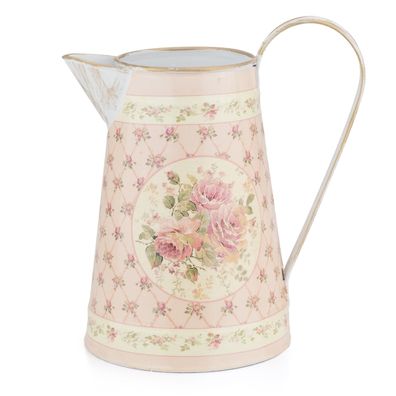 Deko Blech Kanne Motiv Blüten Metall blumenvase Vintage Retro Dekoration Shabby