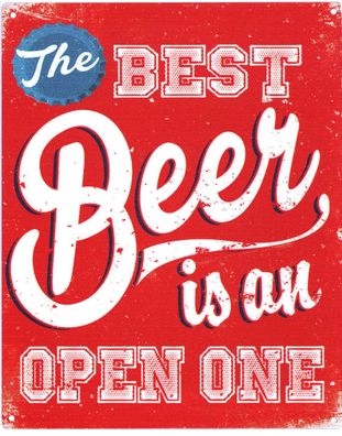 Deko Blechschild Best Beer is an Open One 20 x 25 Vintage-Design Metall Schild