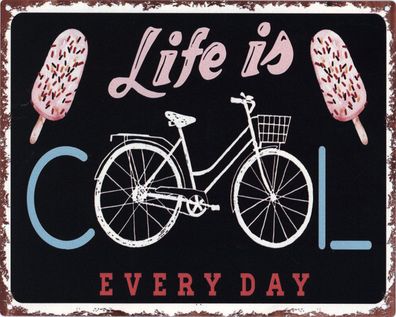 Moritz Blechschild Life Cool Eis Fahrrad 20 x 25 cm Retro Vintage Tin sign
