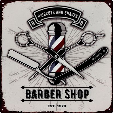 Moritz Blechschild Barber Shop Frisuer Laden 30 x 30 cm Retro Vintage Wand