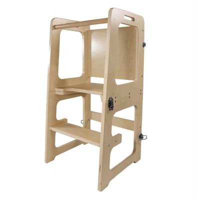 3in1 Lernturm aus Birke mit Maltafel, Tisch und Stuhl für Kinder, natur : natur