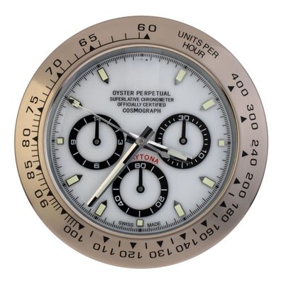 Wanduhr Stil Rolex Daytona Chronograph Panda Zifferblatt Weiß Stahl Oyster Perpetual