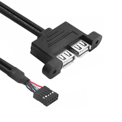 Q66 USB 9 Pin Header auf 2x USB 2.0 A Buchse, USB externes Verlängerung, einbau, 30cm