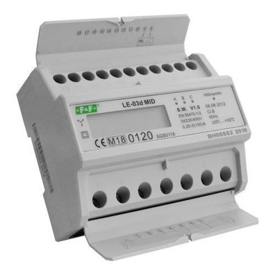 3-Phasen Stromzähler MID Drehstromzähler Zähler LE-03d F&F