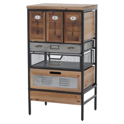 Apothekerkommode HWC-Q77, Schubladen Industrial Vintage/Shabby Holz Metall 85x46x35cm