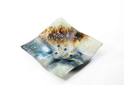 Deko - Teller quadratisch aus Glas - 20cm