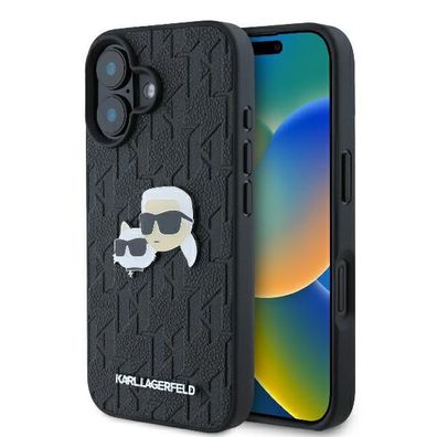 Handyhülle iPhone 16 Plus Karl Lagerfeld Kunststoff schwarz Logo Metall