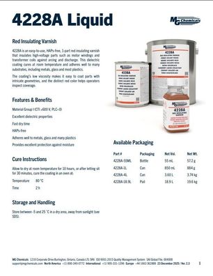 MG Chemicals 4228A Roter GLPT-Isolierlack, Klasse H Wärmeschutz, 55 ml