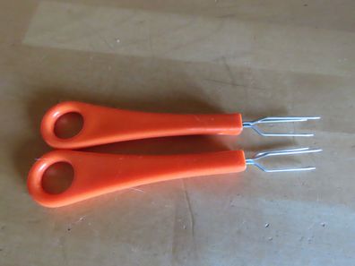 Pellkartoffelgabel Kartoffelhalter oranger Griff ca.14 cm lang 2St