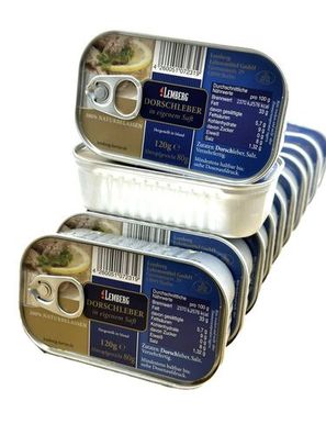 12x Lemberg Dorschleber in eigenem Öl 12 Dosen je 115g