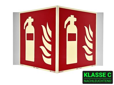 KNS Klasse C-Winkelschild Feuerlöscher 15 x 15 cm, stark langnachleuchtend, Kunststof