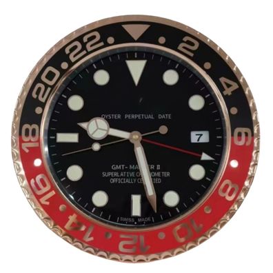 Wanduhr Stil Rolex GMT-Master 2 Coke Rot Schwarz Oyster Perpetual Date Rose 34cm Uhr