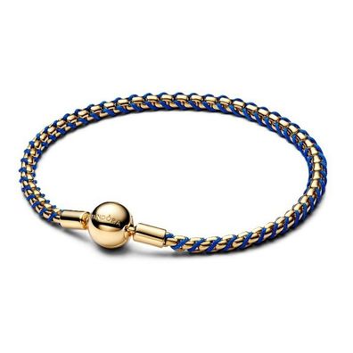 Armband 20cm - Vergoldet - Blaues Kordelband