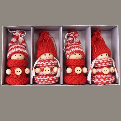 Geschenkpackung - 4er Set "Wichtel" rot / Anhänger- (ca.6 cm)